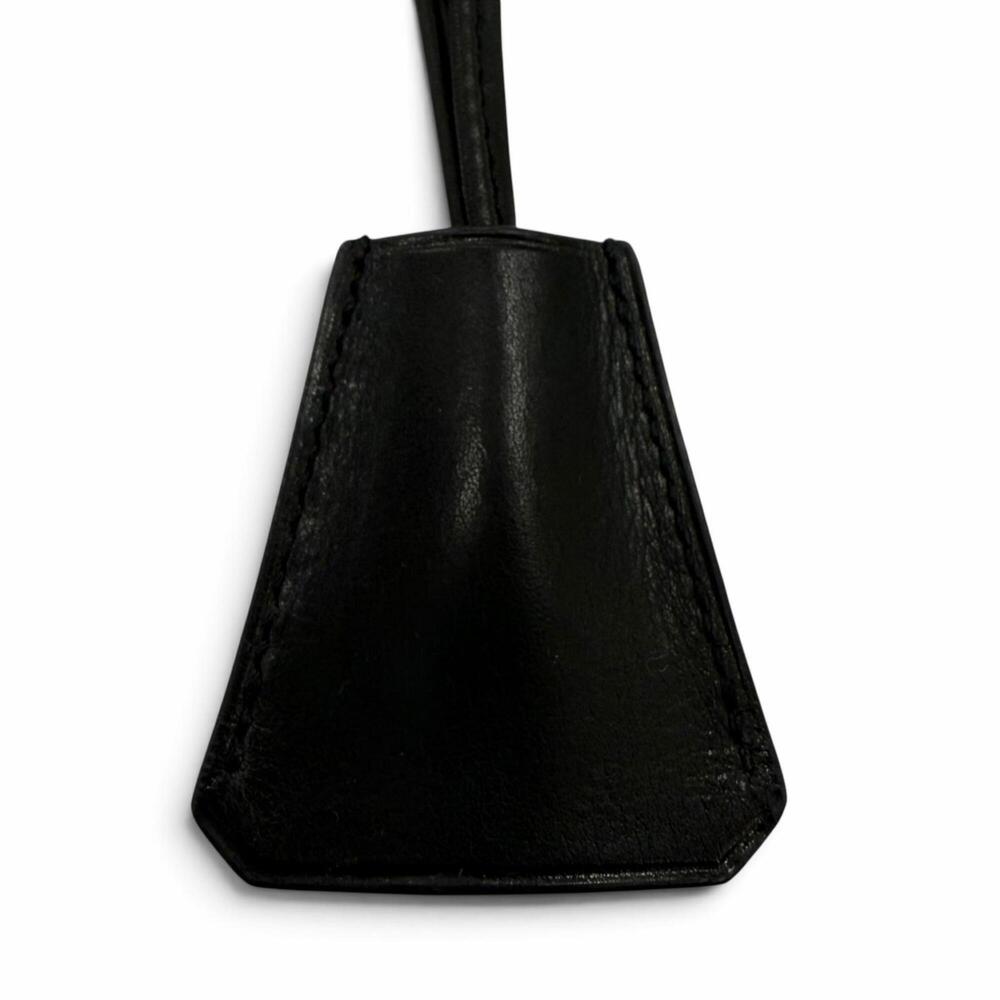 HERMES Leather Kelly Watch Clochette Necklace, Black, Women's, with Box and D...